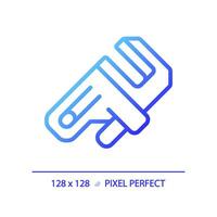 2d pixel perfeito gradiente ajustável chave inglesa ícone, isolado vetor, azul fino linha ilustração representando encanamento. vetor