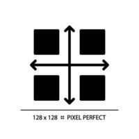 matriz gráfico Preto glifo ícone. swot análise. o negócio risco gerenciamento. decisão fazendo. dados apresentação. silhueta símbolo em branco espaço. sólido pictograma. vetor isolado ilustração