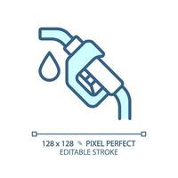 combustível bocal luz azul ícone. gás estação. Gasolina bombear. combustível distribuidor. motor correndo. reabastecimento carro. rgb cor placa. simples Projeto. rede símbolo. contorno linha. plano ilustração. isolado objeto vetor