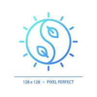 2d pixel perfeito azul gradiente yin e yang ícone, isolado vetor, meditação fino linha ilustração. vetor
