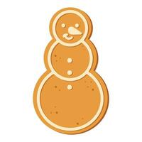 boneco de neve de gengibre isolado no fundo branco. biscoito de gengibre de natal. comida de férias de inverno. feliz Ano Novo. feliz feriado de natal. ilustração vetorial. vetor