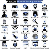 Internet segurança ícone conjunto vetor