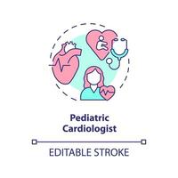 pediatra cardiologista conceito ícone. coração doutor. doença prevenção. cuidados de saúde praticante. puericultura Centro abstrato idéia fino linha ilustração. isolado esboço desenho. editável acidente vascular encefálico vetor