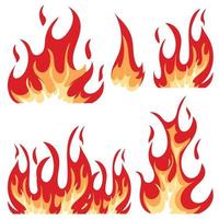 ilustração do conjunto de chamas vetor