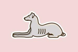 fofa cachorro sentado desenho animado personagem adesivo vetor ilustração. animal natureza ícone conceito. adorável cachorro adesivo estilo vetor Projeto com sombra.