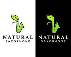 saxofone folha natural música logotipo Projeto. vetor