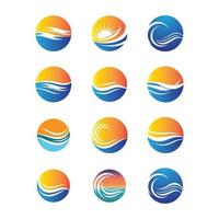 imagens do logotipo da praia do pôr do sol vetor