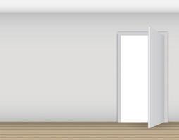 ilustração vetorial de porta branca aberta na parede vetor