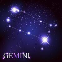 signo geminiano das belas estrelas brilhantes vetor