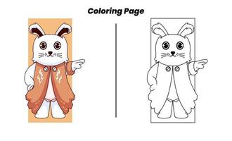 coelho fofo com página para colorir vetor