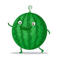 personagem de desenho animado de melancia de fruta fofa isolado no fundo branco vetor