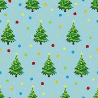 padrão de árvore de Natal com festão, estrela e bolas de Natal. vetor