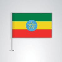 bandeira da etiópia com haste de metal vetor