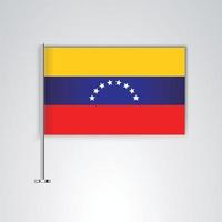 bandeira da venezuela com haste de metal vetor