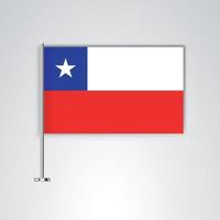 bandeira do chile com haste de metal vetor