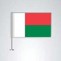 bandeira de madagascar com vara de metal vetor