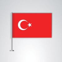 bandeira da turquia com vara de metal vetor