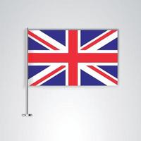 bandeira do Reino Unido com haste de metal vetor