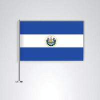 bandeira de el salvador com vara de metal vetor