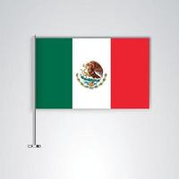 bandeira do méxico com vara de metal vetor