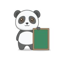 desenho bonito de panda segurando prancha vetor