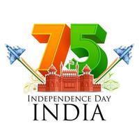 tricolor para o 75º dia da independência da Índia em 15 de agosto vetor