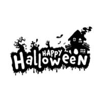 vetor de design de texto assustador feliz de halloween para festa de noite de halloween