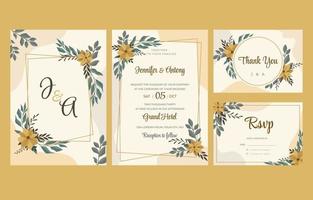 conjunto de convite de casamento floral