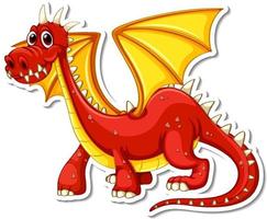 Adesivo de personagem de desenho animado de dragão vermelho vetor