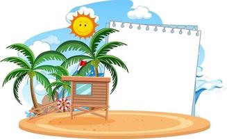 modelo de banner vazio com elemento verão praia isolado vetor