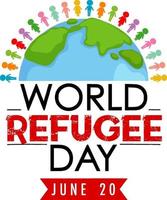 banner do dia mundial do refugiado com pessoas ao redor do mundo vetor