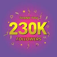 230 mil seguidores obrigado você celebração modelo vetor