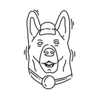 ícone de guarda de cão de fazenda. conjunto de ícones desenhados à mão, contorno preto, vetor