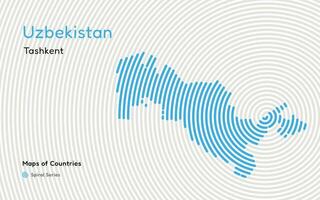 criativo mapa do uzbequistão, político mapa. tashkent. capital. mundo países vetor mapas Series. espiral, impressão digital Series
