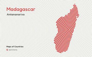 abstrato mapa do Madagáscar com espiral linhas vetor