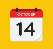 vetor calendário ícone. 14 Outubro. dia, mês. plano estilo.