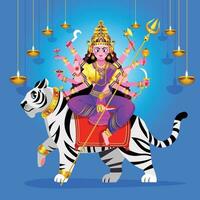 Devi laxmi com tigre diwali festival vetor