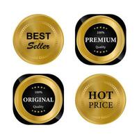 emblemas de selo dourado de luxo e produtos de qualidade de vendas de etiquetas. ilustração vetorial vetor