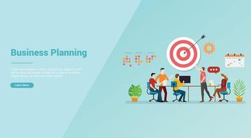 equipe de reunião de estratégia de planejamento de negócios para modelo de site