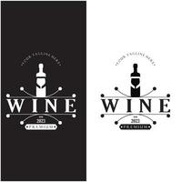 Modelo de design de logotipo de vinho. Ilustração em vetor de ícone-vetor