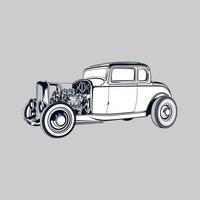 ilustração de carro simples linha arte design para impressão de vetor de carro antigo