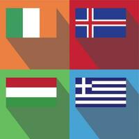 Grécia, Hungria, Islândia, Irlanda bandeiras vetor