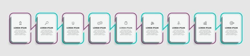 modelo de negócios de design de infográfico com ícones e 9 opções ou etapas vetor