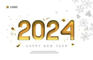 Novo ano 2024 com brilhante luxo ouro cor. Prêmio vetor Projeto para fundo, cobrir, poster, bandeira, calendário e feliz Novo ano 2024 celebração.