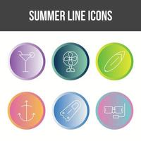 conjunto de ícones de vetor de linha de verão exclusivo