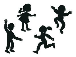 silhueta do crianças dentro desenho animado estilo. sombra do crianças vetor