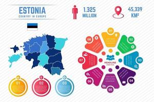 modelo de infográfico de mapa colorido da estônia vetor