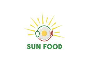 pôr do sol alimentos logotipo com ovo logotipo vetor