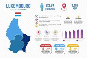 modelo de infográfico de mapa colorido de luxemburgo vetor