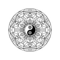 símbolo yin yang em padrão geométrico oriental vetor